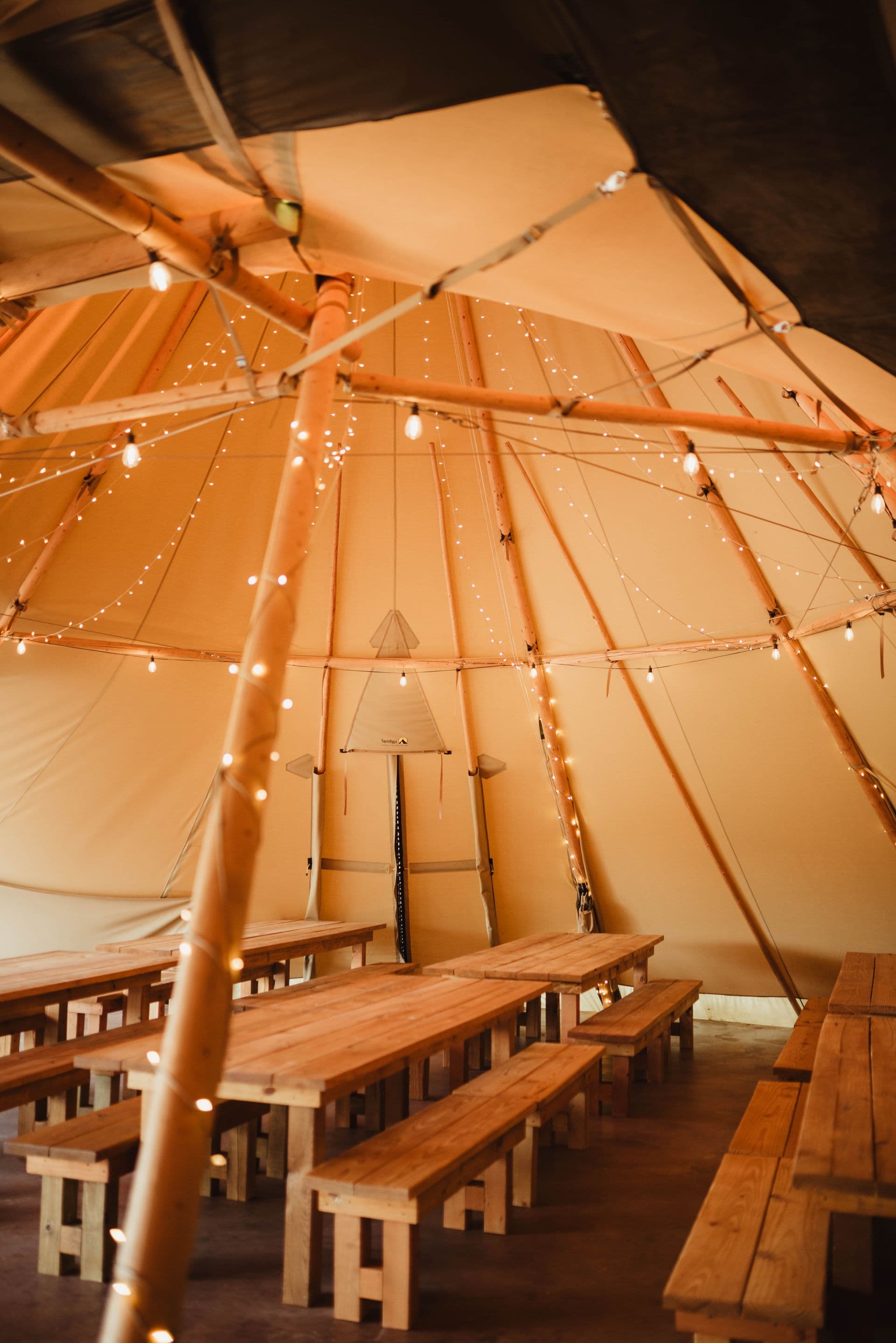 Evergreen Creek corporate event venue for Austin companies inside the Nordic tipis